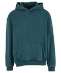 The Hoodies product features a teal colour, long sleeves, hood, front kangaroo pocket, and ribbed cuffs and hem. Shown against a plain white background.