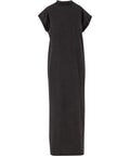 A plain black ankle-length dress from Dresses, featuring short sleeves, a high neckline, and a straight, loose fit with no visible embellishments or patterns, shown on a white background.