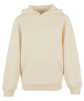The Hoodies product is shown against a white background, featuring a plain light beige colour, long sleeves, a hood, and a front pocket.