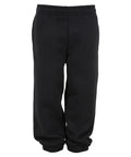 Black joggers with an elastic waistband and elastic ankle cuffs, displayed against a white background.