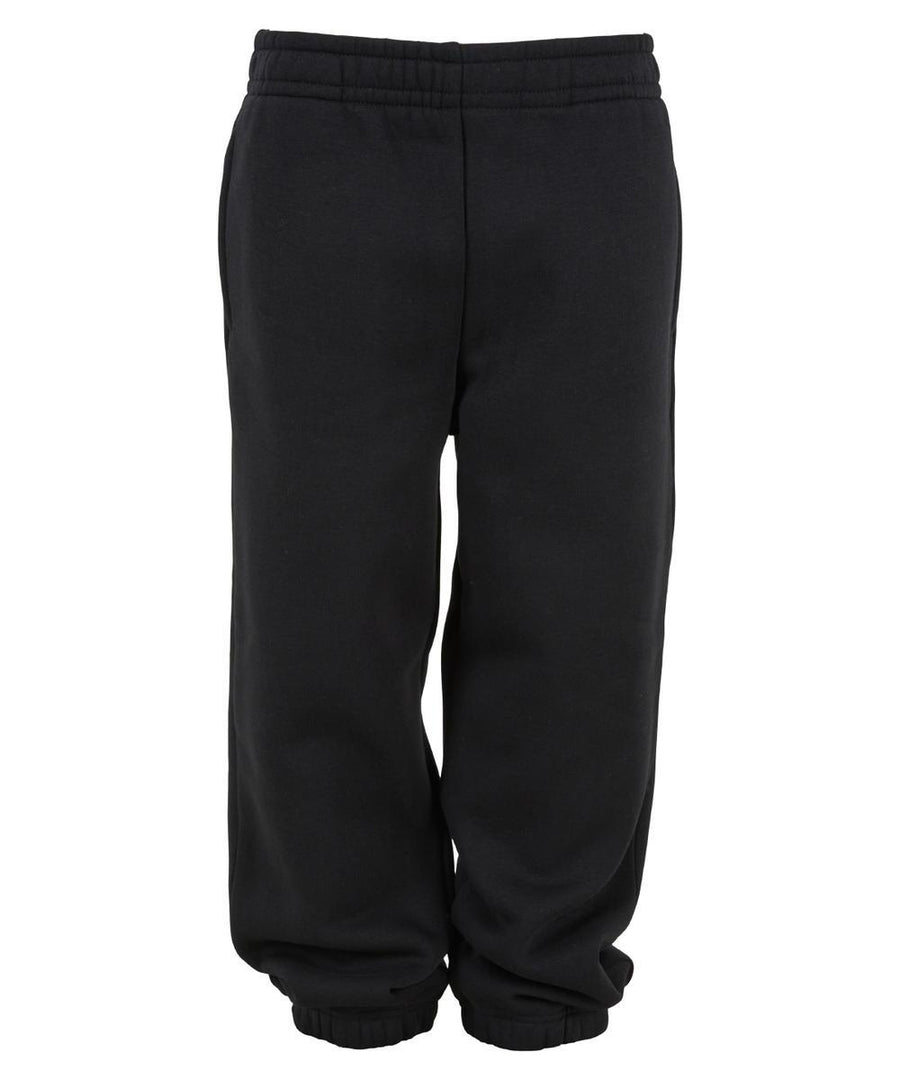 Black joggers with an elastic waistband and elastic ankle cuffs, displayed against a white background.