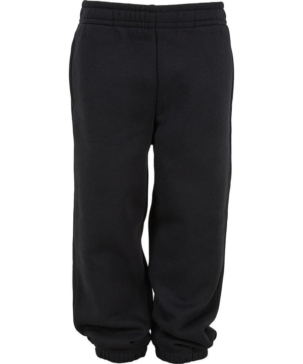 The Build Your Brand Kids fluffy joggers feature an elasticated waistband, elasticated cuffs, side pockets, and a relaxed fit. Shown against a plain white background.