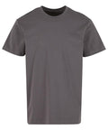 A T-shirt product with short sleeves and a crew neck in solid grey is displayed against a white background.