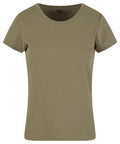 Olive green T-shirts with short sleeves and a crew neckline, shown on a white background. Features a plain design without logos, patterns, or additional designs.