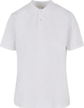 The Polos shirt is a plain white short-sleeve polo with a collar and three front buttons, shown against a white background.