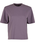 The T-Shirts product is a plain, short-sleeved, crew neck tee in muted purple with a relaxed fit, displayed against a white background. It features no visible logos or patterns.
