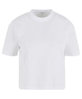 A plain white T-shirt short-sleeve shirt with a crew neckline is shown against a white background, featuring a classic, logo-free design.