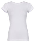 The T-Shirts product is a fitted women's short-sleeve crew neck in plain white, shown on a white background with no visible logos or designs.