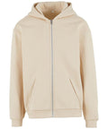 The Hoodies product is a zip-up style in light beige, featuring a hood, long sleeves, and two front pockets. Displayed on a white background.