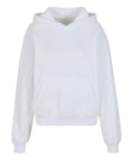 The Hoodies sweatshirt is plain white with long sleeves, a front kangaroo pocket, and ribbed cuffs and hem, shown against a white background.