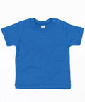 The Babybugz BZ002 features a plain blue toddler t-shirt, complete with short sleeves and buttons on one shoulder, presented against a white background.