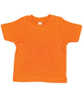 The BZ002 by Babybugz is a bright orange baby t-shirt featuring short sleeves and two buttons on the shoulder.