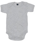 A Babybugz BZ010 baby onesie in plain gray with short sleeves and snap closures at the bottom.