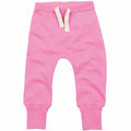 BZ033 pants by Babybugz in pink, featuring an elastic waistband and white drawstring, lying flat.