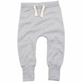 Babybugz BZ033 gray baby sweatpants featuring elastic cuffs and a drawstring waist.