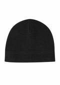 A Babybugz BZ062, a plain black beanie, is set against a white background.