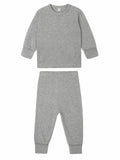 Babybugz BZ067 toddler outfit featuring a long-sleeve top and matching pants in gray, displayed on a white background.