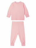 Babybugz BZ067: Children's pink long-sleeve pajama set featuring a top and elastic-waist pants.