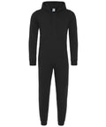 Comfy Co's CC001 is a full-body black jumpsuit featuring a zip-up design, hood, and front pockets.