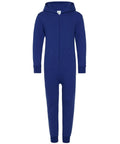 A blue hooded onesie by Comfy Co, featuring a front zipper and two pockets, known as the CC01J.