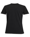 A plain black T-shirt short-sleeved crew neck tee, made of soft fabric with no visible logos or designs, displayed against a white background.