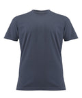 A solid dark blue, short-sleeve crew neck T-shirt is displayed from the front against a white background, featuring a plain design with no patterns or logos.