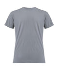 A plain light grey short-sleeve T-shirt with a crew neckline is shown against a white background, featuring no visible designs, logos, or graphics.