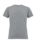 A plain, short-sleeved light grey T-shirts item with a crew neckline is shown on a white background, featuring no visible logos, patterns, or designs.