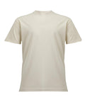 A T-shirts product is shown on a white background. It’s a plain, off-white, short-sleeved shirt with a crew neckline and no visible logos or patterns.