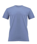 A solid light blue, short-sleeved crew-neck T-shirts product is centred against a white background, featuring no visible logos, patterns, or designs.
