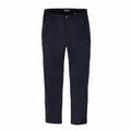 The Craghoppers CR233 pants feature a dark navy blue color with a button and zipper closure, front pockets, and a straight leg design.