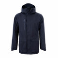 Craghoppers' CR305 is a black winter jacket featuring a hood, zipper closure, chest pocket, and two front flap pockets, showcased against a white background.