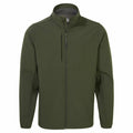 The CR309 by Craghoppers is a green jacket featuring a zip-up design, long sleeves, and a stand collar. It includes two side pockets and a chest pocket for added convenience.