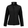 A Craghoppers CR310 jacket in black, featuring a soft-shell design with a front zipper, high collar, and two zippered side pockets.