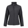 A Craghoppers CR310 jacket in carbon grey , featuring a soft-shell design with a front zipper, high collar, and two zippered side pockets.