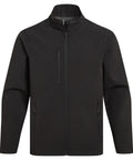 The Softshells jacket is black with a full zip, stand collar, and three zipped pockets—one on the left chest and two at the waist—shown against a plain white background.