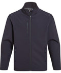 The Softshells jacket is black with long sleeves, a zip-up front, high collar, minimal visible branding, and three zipped pockets—one on the left chest and two on the lower front.