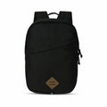 A Craghoppers CR622 black backpack featuring a front zipper pocket and a brown diamond-shaped patch at the bottom center.