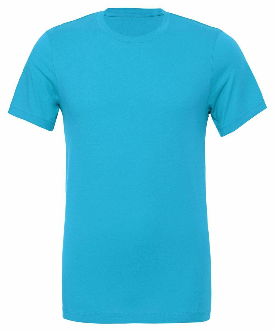 A Bella + Canvas CV001 t-shirt in plain turquoise, set against a white background.
