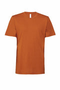 A Bella + Canvas CV001, plain orange t-shirt with short sleeves, displayed against a white background.