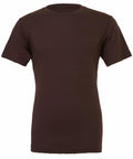 A plain brown T-shirt from Bella + Canvas, featuring short sleeves and a crew neckline, displayed on a white background.