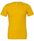 A Bella + Canvas CV001 T-shirt showcased against a white backdrop, featuring short sleeves and a crew neckline in a simple solid yellow design.