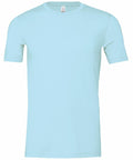 A plain, light blue T-shirt from Bella + Canvas with short sleeves is displayed against a white background. This CV001 shirt features a round neckline and a simple, casual design.