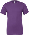 A plain purple short-sleeved t-shirt from Bella + Canvas, labeled as CV001, displayed against a white background.