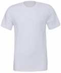 Bella + Canvas CV001 is a plain white T-shirt featuring a round neckline and a small chest pocket on the left side.