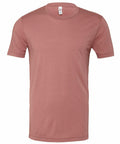 A plain, short-sleeved T-shirt from Bella + Canvas (Product Name: CV003) in a rose color is displayed against a white background. The T-shirt features a classic crew neck and boasts a simple, unadorned design.