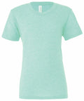 A Bella + Canvas CV003 t-shirt in plain light green, featuring a crew neck and short sleeves, displayed on a white background.