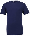 A plain navy blue T-shirt from Bella + Canvas (Product Name: CV003) featuring short sleeves and a round neckline, showcased on a plain white background without any visible logos or designs.