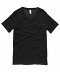 Bella + Canvas CV009 V-neck T-shirt in plain black on a white background.