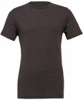 A Bella + Canvas CV01H, plain dark gray short-sleeved t-shirt, is showcased against a white background.